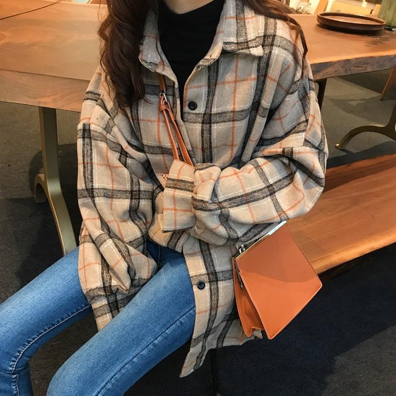 春秋先行 韓国レディースファッション原宿 Bf ン コーデ女性 チェックシャツ 長袖 シャツ レディース トップス ブラウス ゆったり 長袖 大人 体型 Aq1019 Project 通販 Yahoo ショッピング