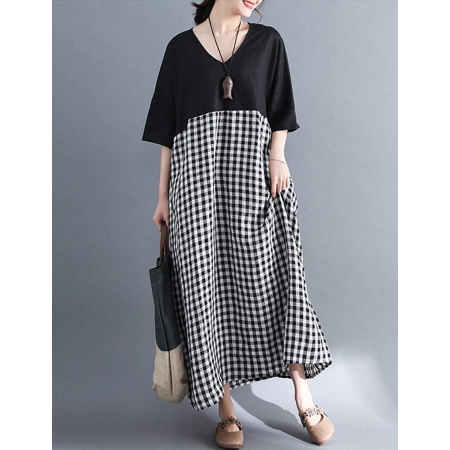 チェック柄ワンピース ロング レディース ロングワンピース マキシワンピース チェック柄 大きいサイズ 春 夏の服 日常 お呼ばれ 大人 代 30代 40代 50代 Inf04 Project 通販 Yahoo ショッピング