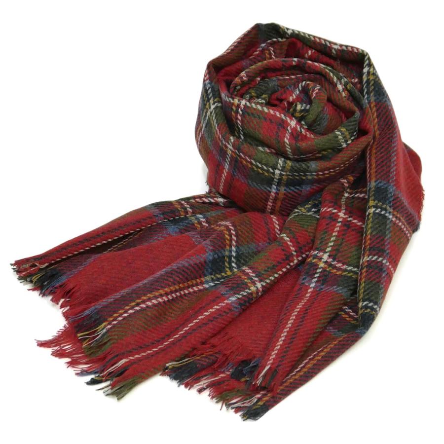 ロキャロン] 英国 スコットランド製 ストール カシミヤ混 薄手 大判