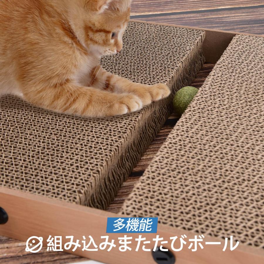 AUSCAT 猫 爪研ぎ 段ボール ガリガリウォール L字型猫 つめとぎ おもちゃボール付き 縦型 H69cm |  | 05