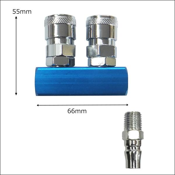 2連 エアーカプラ [17] ジョイント 1/4”カプラー ライン増設 メール便送料無料 |  | 01