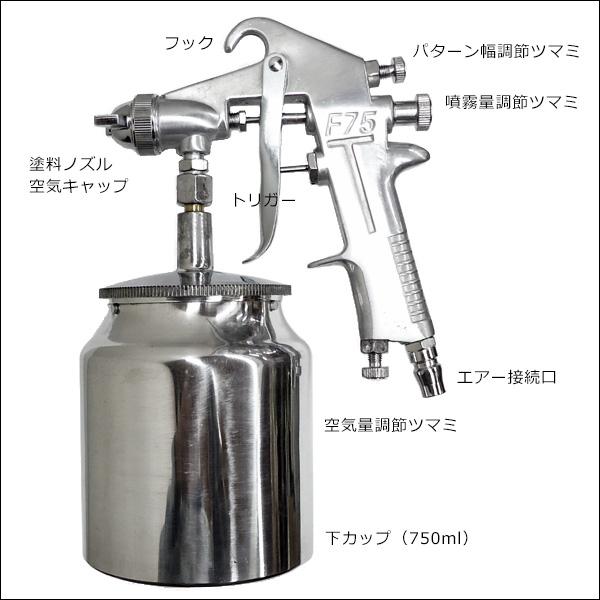 吸上式 エアースプレーガン 口径1.3mm カップ容量750cc [F75S] |  | 03