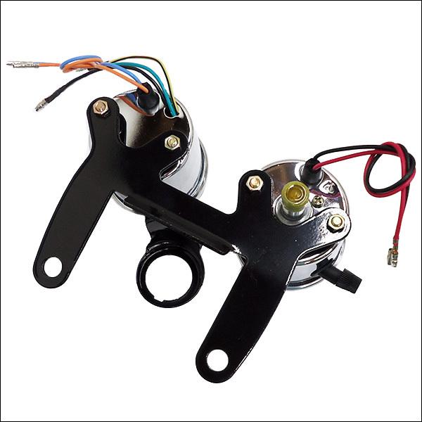 バイク汎用 タコメーター & スピードメーター セット ステー付 60mm