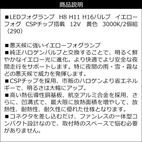 LEDフォグランプ H8 H11 H16バルブ 12V CSPチップ搭載 2個セット (290) メール便 |  | 08