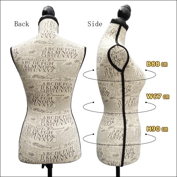 柄トルソー レディース 9号 猫脚黒 女性 アンティーク調 英字柄 [G-43] |  | 05