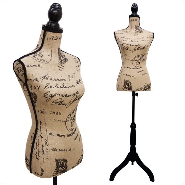 軽量トルソー レディース 9号 ピン打ち可 女性 猫脚黒 芯地張ボディ [G-90 黄麻布] |  | 03