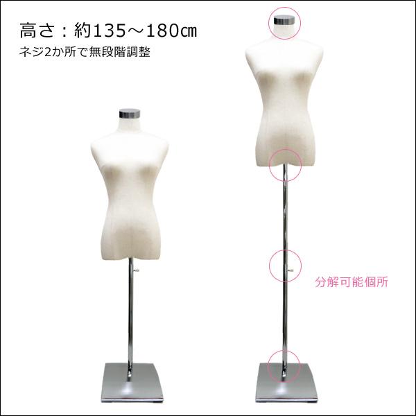 レディーストルソー 麻 リネン 鉄脚スクエアJ 女性マネキン パンツ対応 (P-JAJ) |  | 01