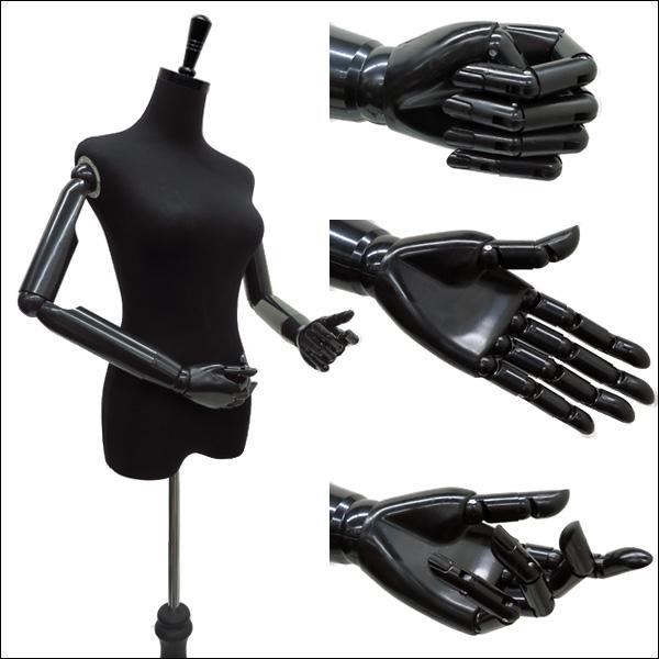 腕付き レディーストルソー 黒 猫脚ブラック 女性 アーム付きトルソー (P-BBB) |  | 01
