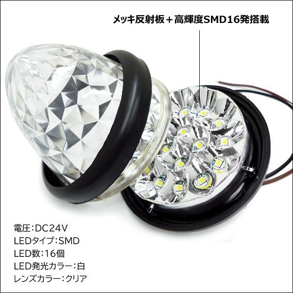サイドマーカー 10個組 ダイヤカット 爆光 SMD16発 LED バスマーカー 24V クリア |  | 04