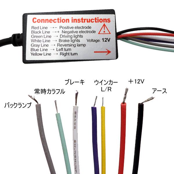 LEDテープライト トランク隙間用 RGB5050 5モード切替 120cm 12V トランクライト Aタイプ メール便｜projectw｜05