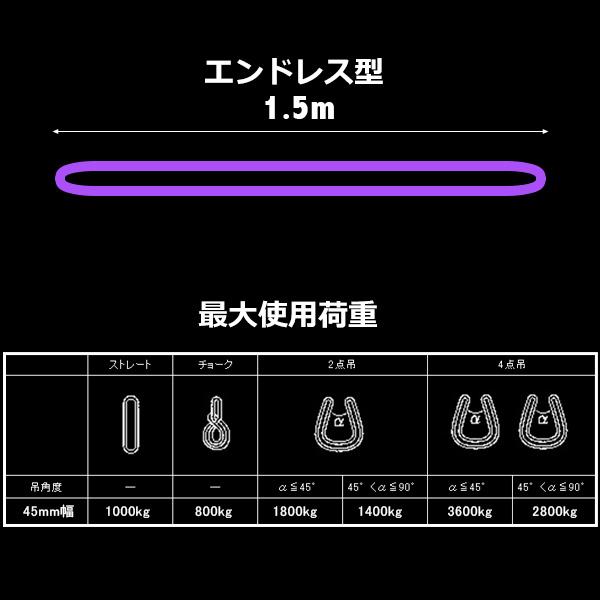 ラウンドスリングベルト 1本 1.5m 耐荷1000kg エンドレスタイプ 紫 |  | 05