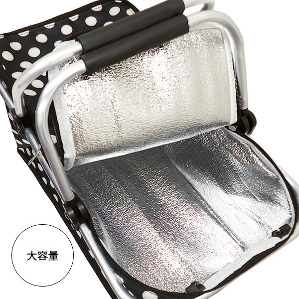保冷 保温 エコバッグ 折りたたみ式 大容量 バスケット 買い物かご 水玉ブラック【03】 |  | 08