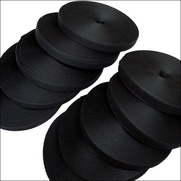 面ファスナー 黒【5巻セット】計125m 2.5cm幅 マジックテープ ベルクロ オスメス 裁縫用 |  | 01