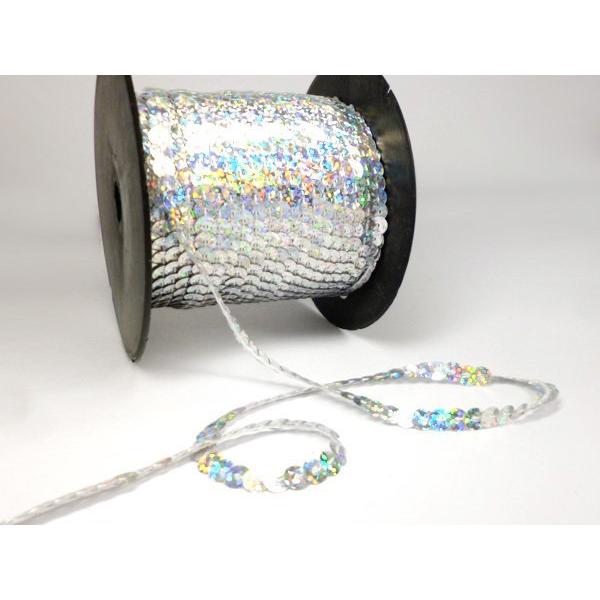 スパンコールリボン (25) オーロラシルバー 1巻 6mm×80m スパンコールテープ |  | 02