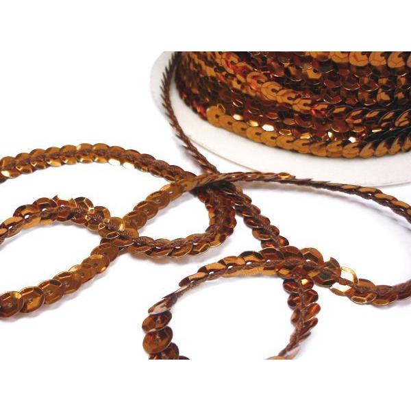 スパンコールリボン (30) 亀甲ブラウン 1巻 6mm×80m スパンコールテープ |  | 02