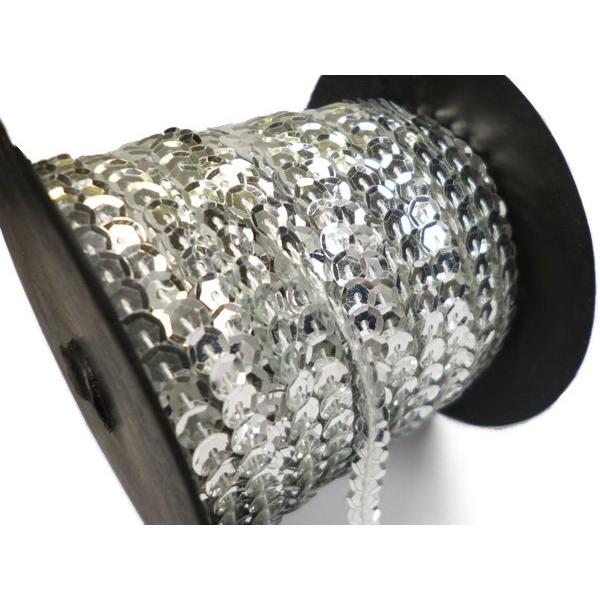 スパンコールリボン (32) 亀甲シルバー 1巻 6mm×80m スパンコールテープ | 