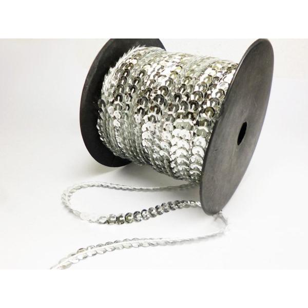 スパンコールリボン (32) 亀甲シルバー 1巻 6mm×80m スパンコールテープ |  | 02