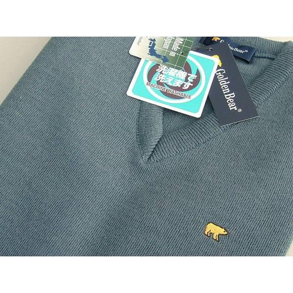 ゴールデンベア Golden Bear メンズ S ベスト ウール混 日本製 洗濯OK ブルー 045 | Golden Bear | 01