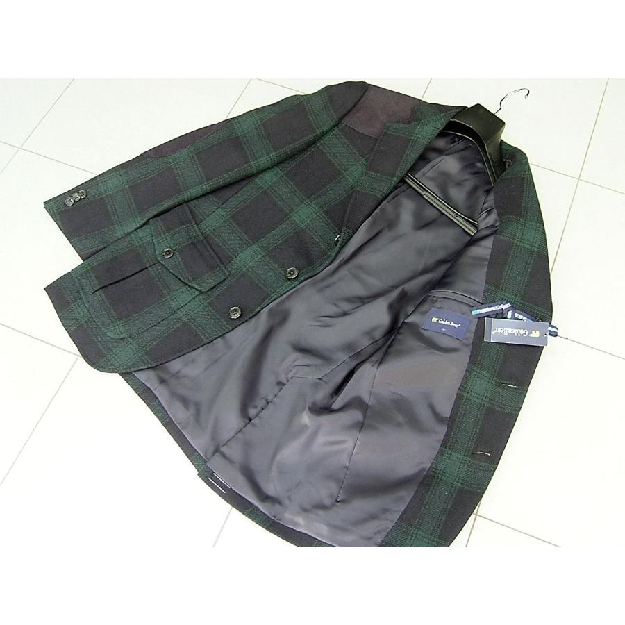 ゴールデンベア Golden Bear メンズ M ジャケット プレミアムコレクション ウール ネイビー グリーン チェック 44331 | Golden Bear | 02