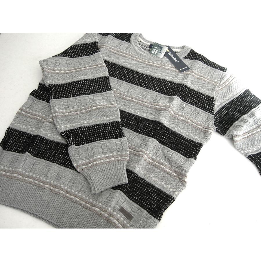 ゴールデンベア Golden Bear メンズ M セーター 日本製 ブラック グレー ボーダー 711 | Golden Bear