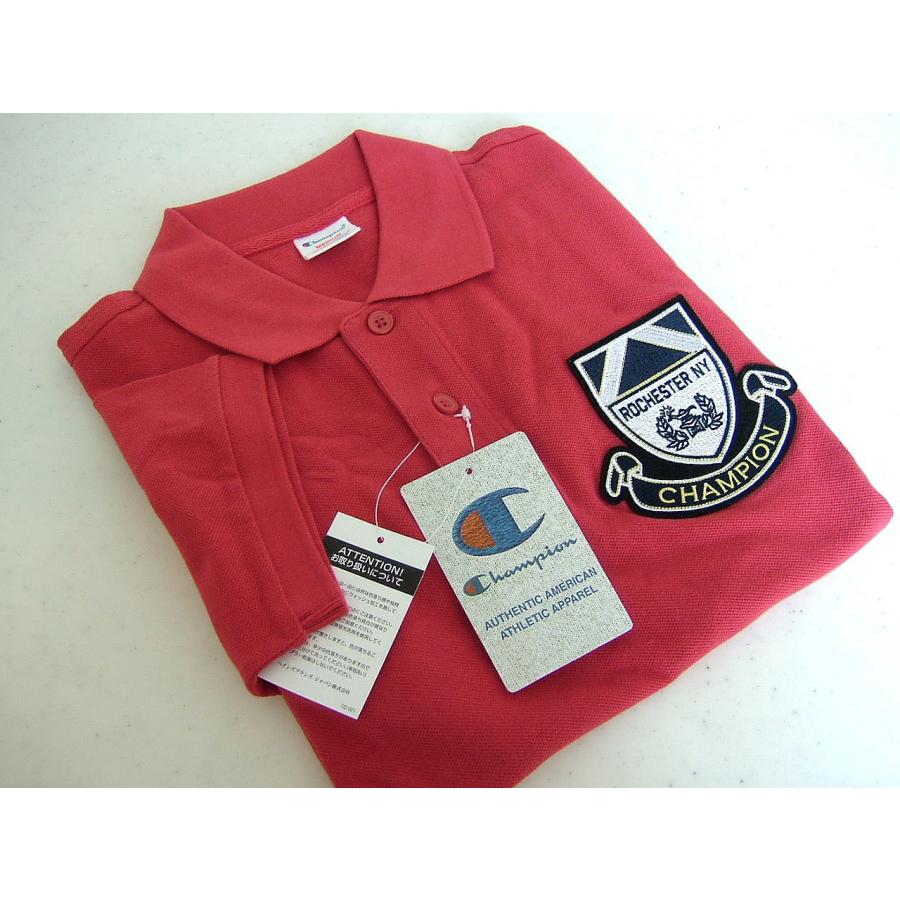 チャンピオン Champion メンズ M ポロシャツ 半袖 レッド 創業エンブレム 送料無料 | Champion | 01