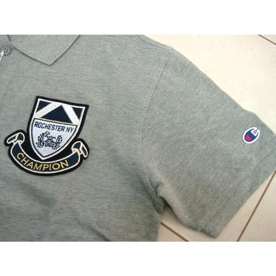 チャンピオン Champion メンズ L ポロシャツ 半袖 グレー 創業エンブレム 送料無料 | Champion | 02