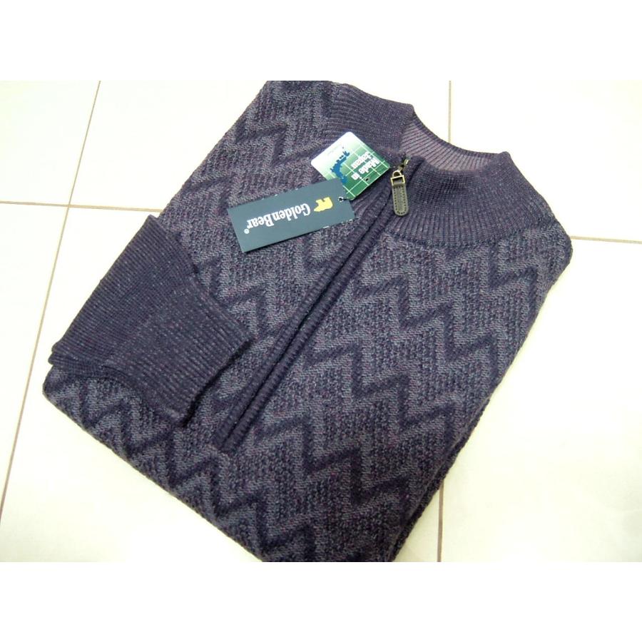 ゴールデンベア Golden Bear メンズ L セーター ハイネック ハーフジップ 日本製 パープル 742 | Golden Bear | 01