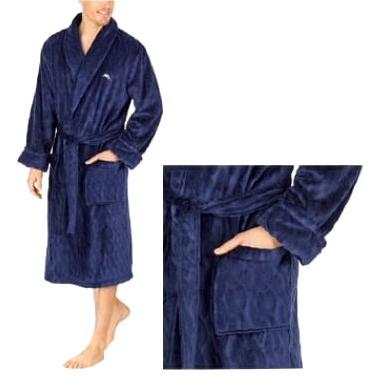 トミーバハマ Tommy Bahama メンズ ガウン SML ルームウェア ローブ 織柄 紺ネイビー | Tommy Bahama | 01