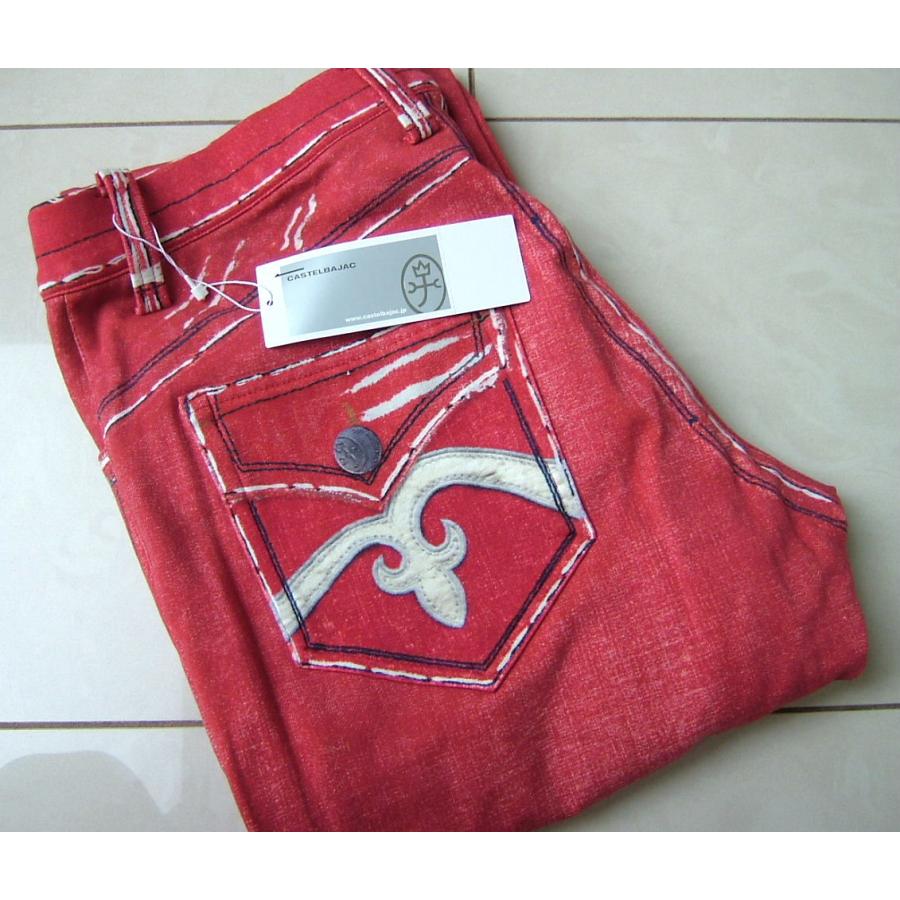 カステルバジャック CASTELBAJAC メンズ 44 W78 80 82 ストレッチ デニム風 パンツ ストレッチ 赤レッド 新品 | CASTELBAJAC | 02