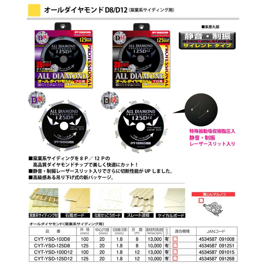 YAMASHIN 10枚セット! 送料無料! 山真製鋸 CYT-YSD-125D12 超 YAMASHIN 10枚セット! 送料無料! 山真製鋸 CYT-YSD-125D12 超