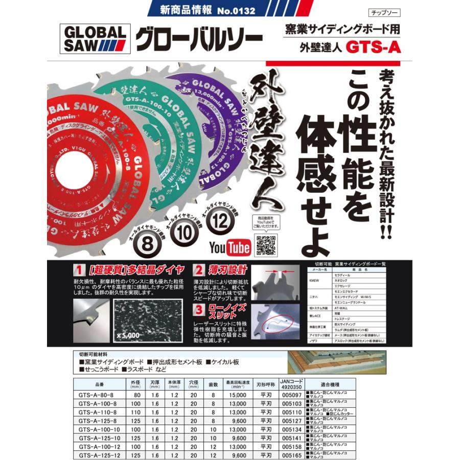 クリアランス本物 3枚セット! 送料無料! モトユキ GTS-A-100-8 超硬質 オールダイヤモンドチップソー 100mm×8P 外壁達人