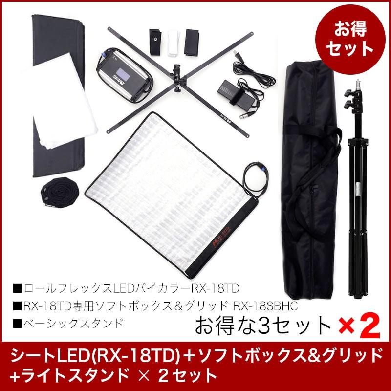 シートLED(RX-18TD)＋ソフトボックス&グリッド+ライトスタンド2台
