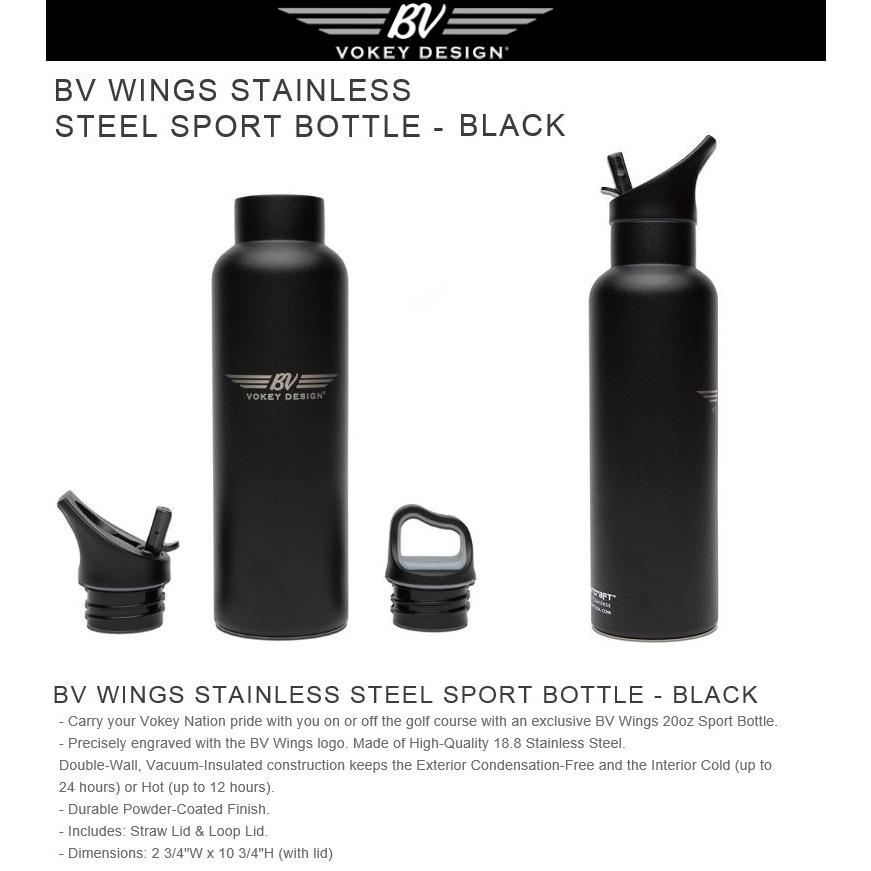 タイトリスト ボーケイ ウィングス ステンレス スチール ボトル Vokey Titleist Vokey Wings Stainless Steel Sport Bottle-Black