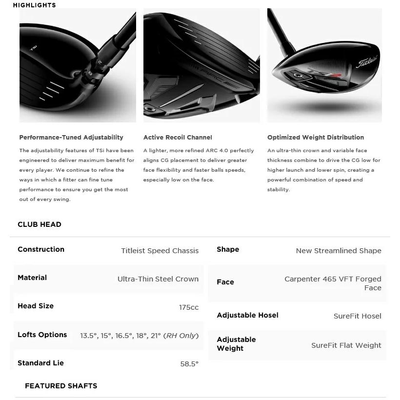 在庫あり(レフティモデル)Titleist TSi2 Fairway Wood タイトリスト  