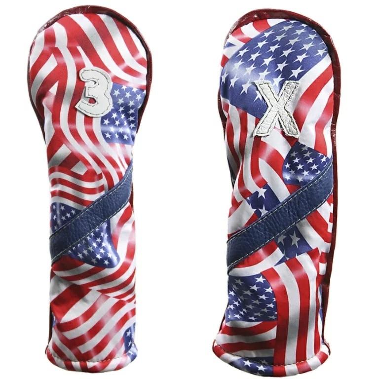 iliac Golf  Merica III Fairway Wood、Hybrid Head Cover Red / White / Navy イリアック ゴルフ ロイヤル アメリカ フェアウェイ ハイブリッド カバー iliac Golf Royal Merica III Fairway Wood、Hybrid Head Cover (Red