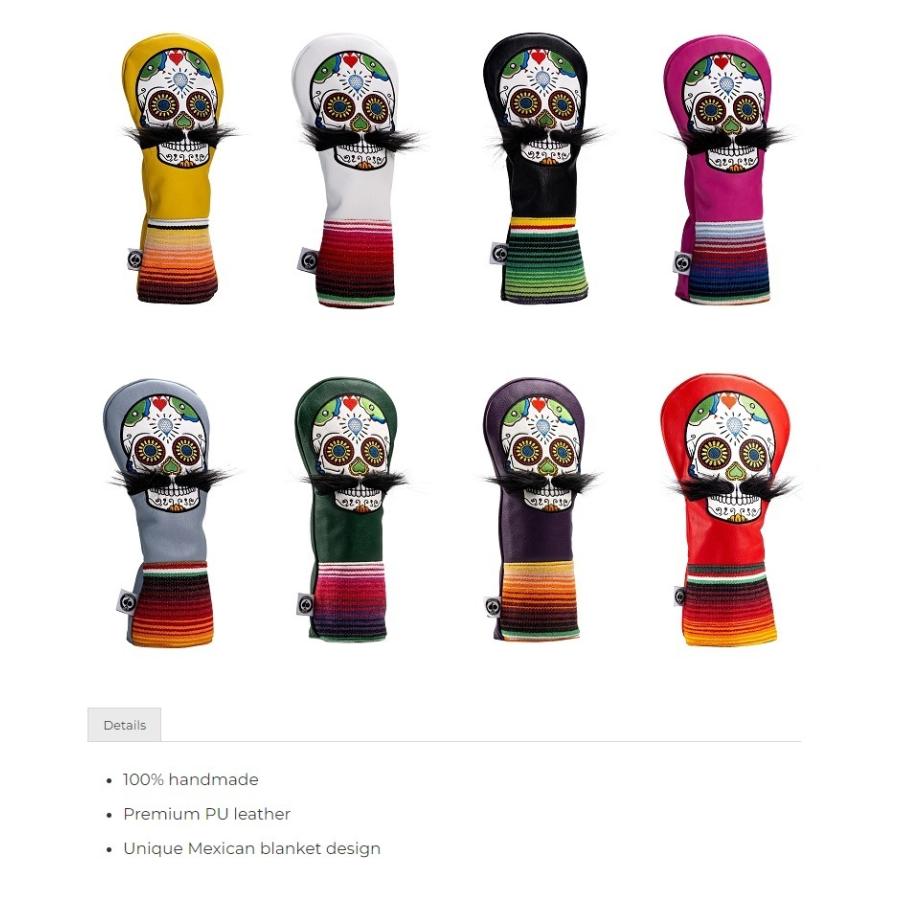 Pins ＆ Aces Mustache Sugar Skull - Driver Cover ピン & エース