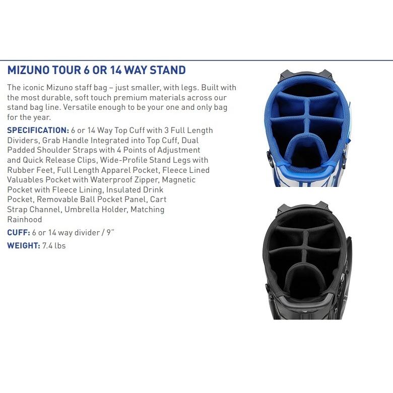 MIZUNO 在庫あり！Mizuno USA Tour 6-Way Stand Bag ミズノUSA ツアー 