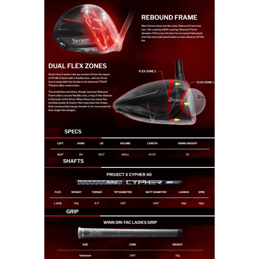 Srixon Women's ZX5 Mk II Driver US スリクソン レディース ZX5 Mk 2 ドライバー メーカーカスタムシャフトモデル 10009441プロライン