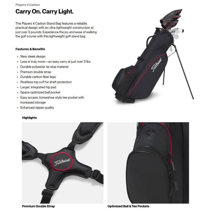 Titleist（タイトリスト） Titleist 2025 Players 4 Carbon Stand Bag