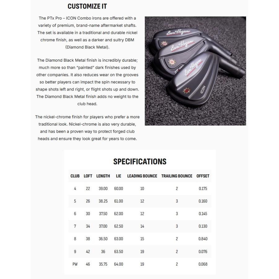 ベンホーガン (単品アイアン)Ben Hogan Golf PTx Pro and Icon Iron