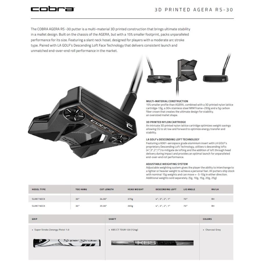 COBRA（コブラ） Cobra Golf 2024 Agera RS-30 3D Printed Putter
