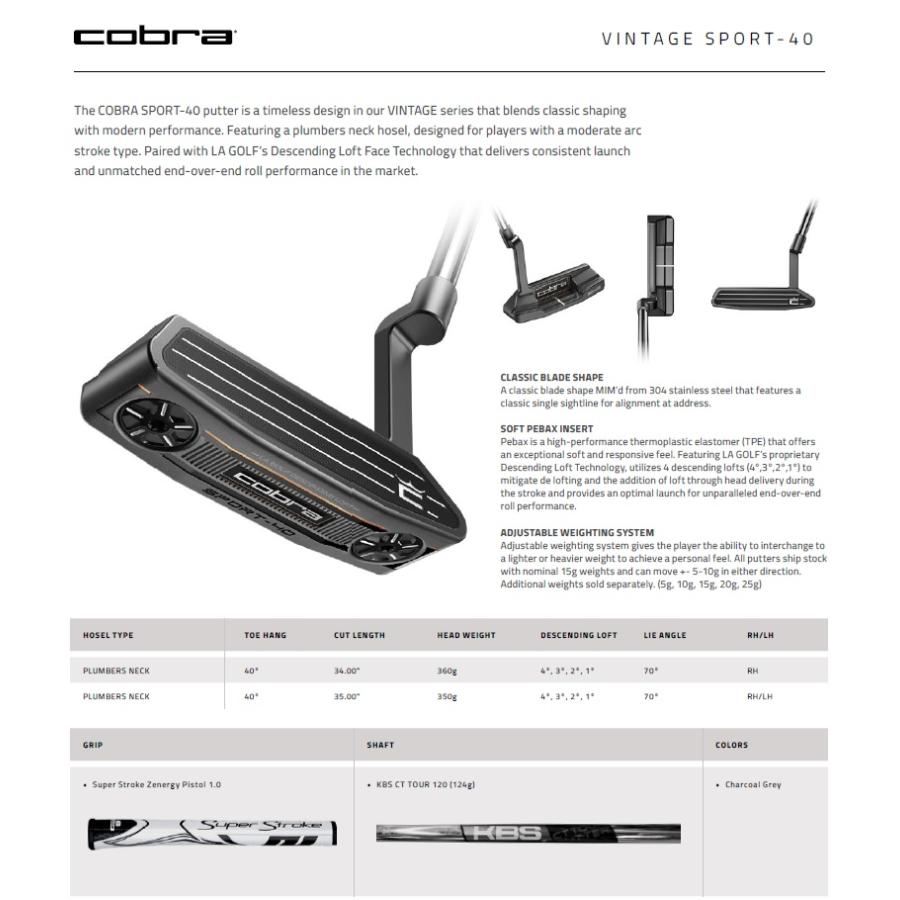 COBRA（コブラ） (レフティモデル) Cobra Golf 2024 Sport-40 Vintage