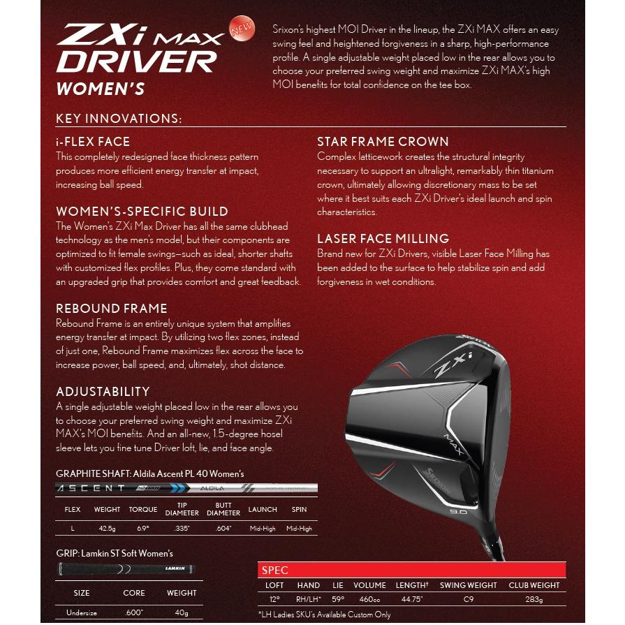 SRIXON (レフティモデル) Srixon Women's ZXi Max Driver US