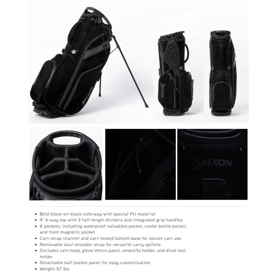 Srixon スタンドバッグ 黒 グローブホルダー付き SRIXON Srixon Blackout Collection S3 Stand Bag スリクソン ブラック