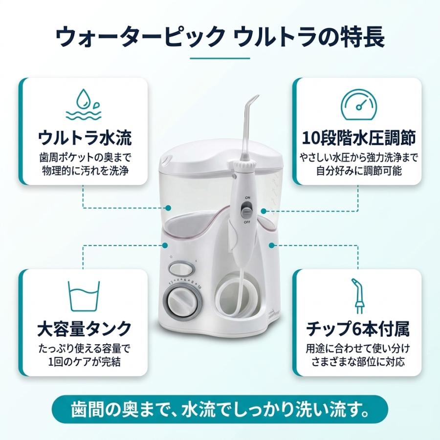 ウォーターピック ウルトラ WP-120J ぴゅあフロス 富士山 50m セット 歯間ケア 口腔洗浄 歯科専売 日本製フロスの画像