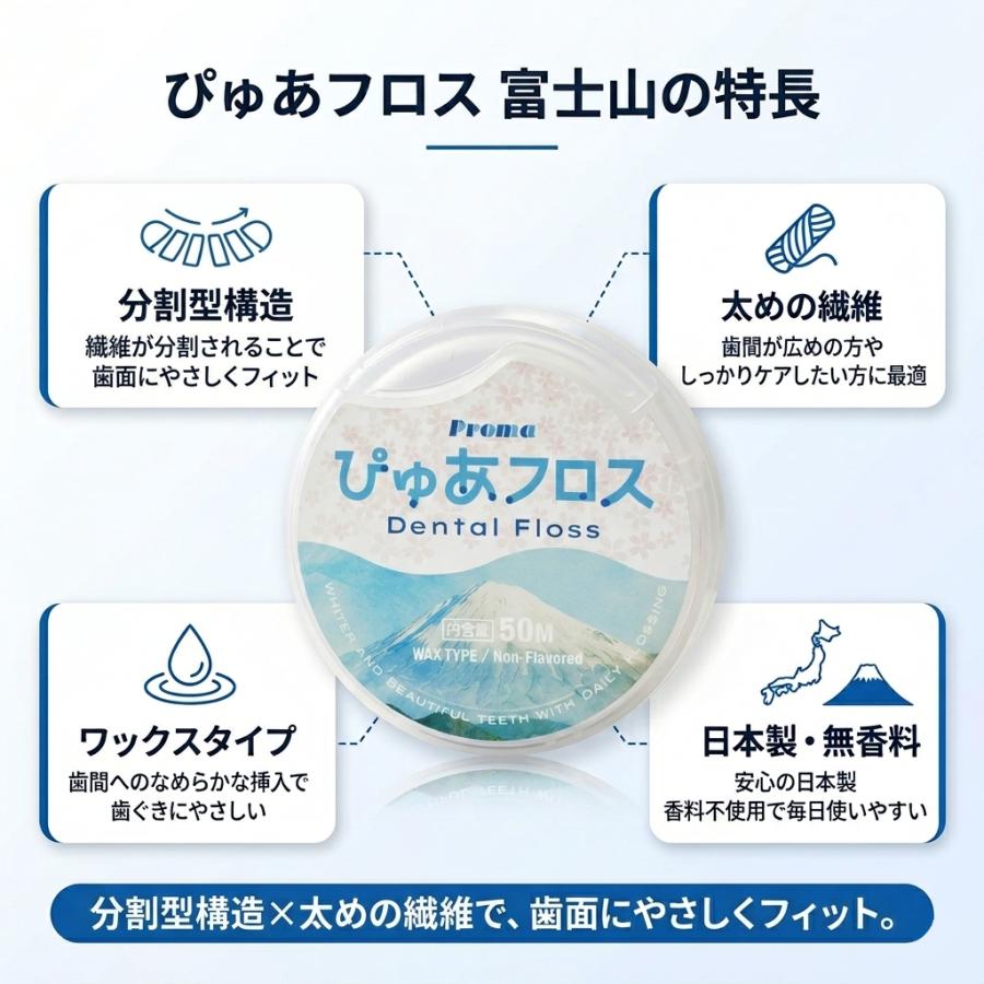 ウォーターピック ウルトラ WP-120J ぴゅあフロス 富士山 50m セット 歯間ケア 口腔洗浄 歯科専売 日本製フロスの画像