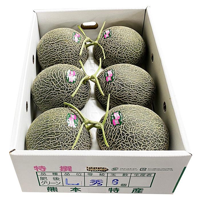 熊本県産 肥後グリーン メロン 秀品 Lサイズ 6玉入 （箱） : 生鮮卸売