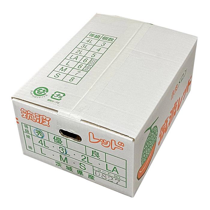 茨城県産 赤肉メロン 秀品 L〜3Lサイズ 4〜6玉入り （箱） : 生鮮卸売