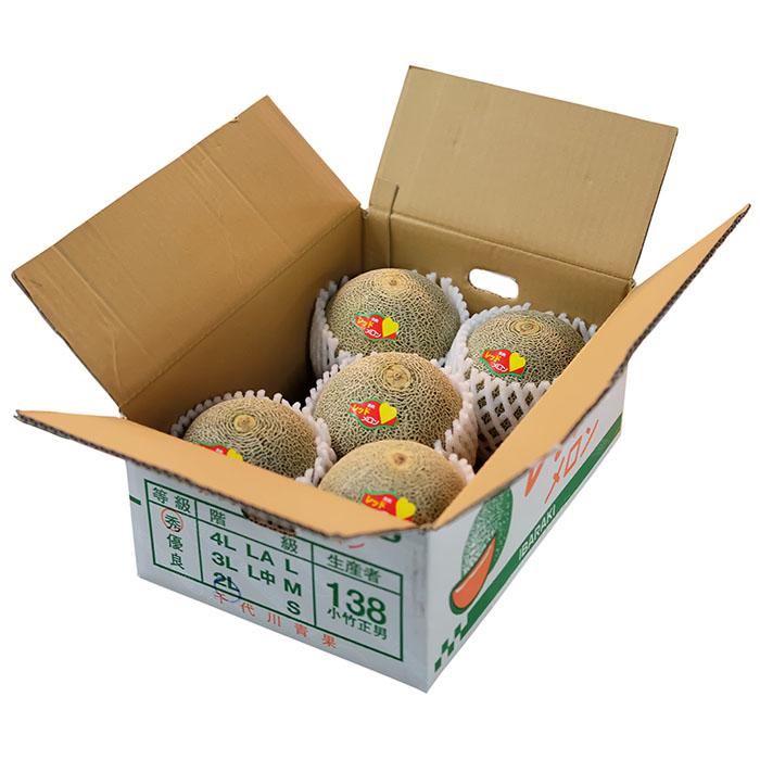 茨城県産 赤肉メロン 秀品 L〜3Lサイズ 4〜6玉入り （箱） : 生鮮卸売