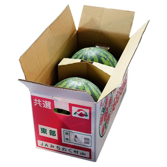 山形県産 尾花沢すいか BまたはC等級 L〜2Lサイズ 2玉入 （箱